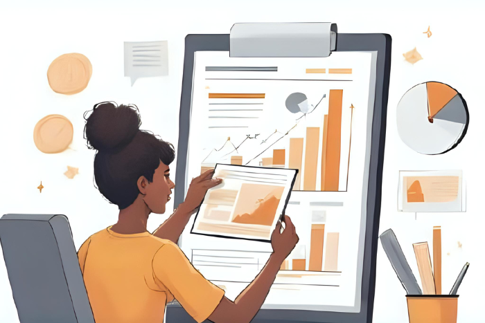 Uma imagem ilustrativa que mostra uma pessoa com uma prancheta de formulário e gráficos em crescimento, simbolizando o impacto positivo das políticas de inclusão no mercado de trabalho.