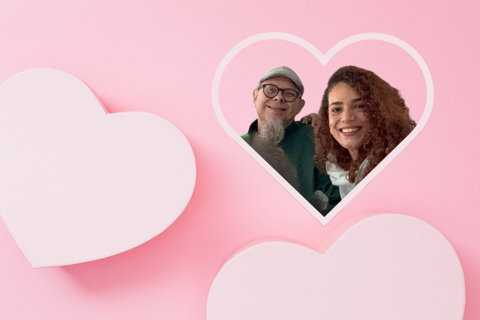 Imagem da autora Aline Marques e seu pai adotivo